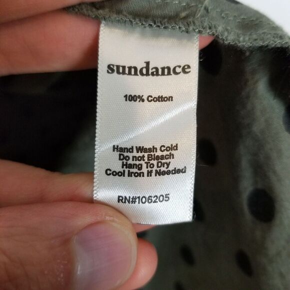 Sundance Women Lively Days Tunic Shirt Sz M Olive Polka Dot Pintuck Popover - Picture 9 of 9